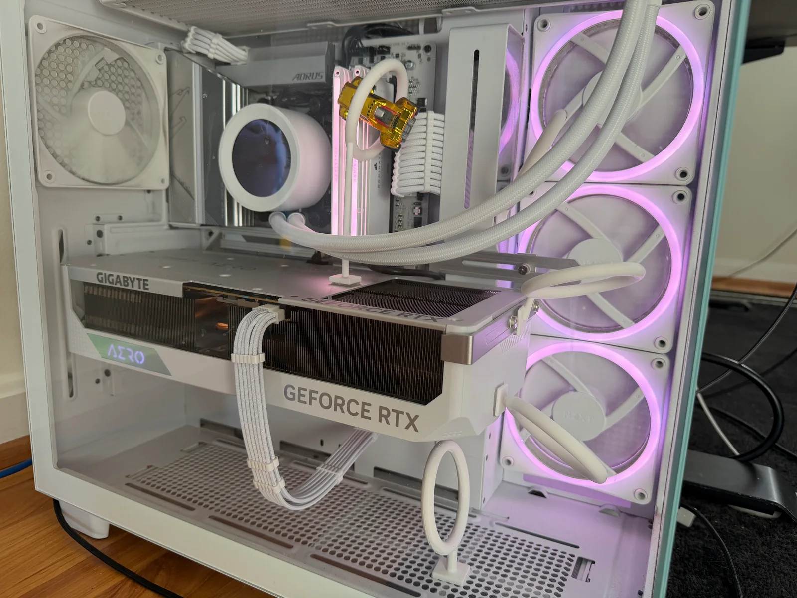 The finished display with the glass panel installed, viewed at an angle