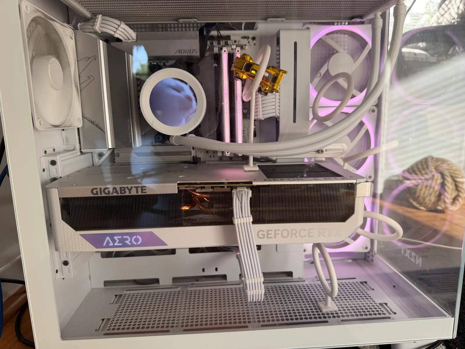 Front view through the installed glass panel